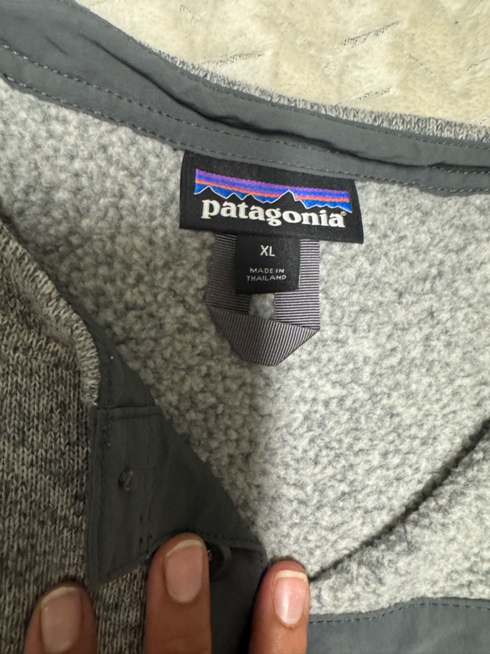 Patagonia Grey Crewneck Henley Fleece Pullover